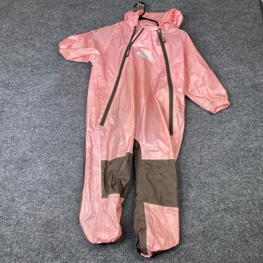 Tuffo Muddy Buddy Pink Brown Waterproof Rain Suit Coverall Kids 4T